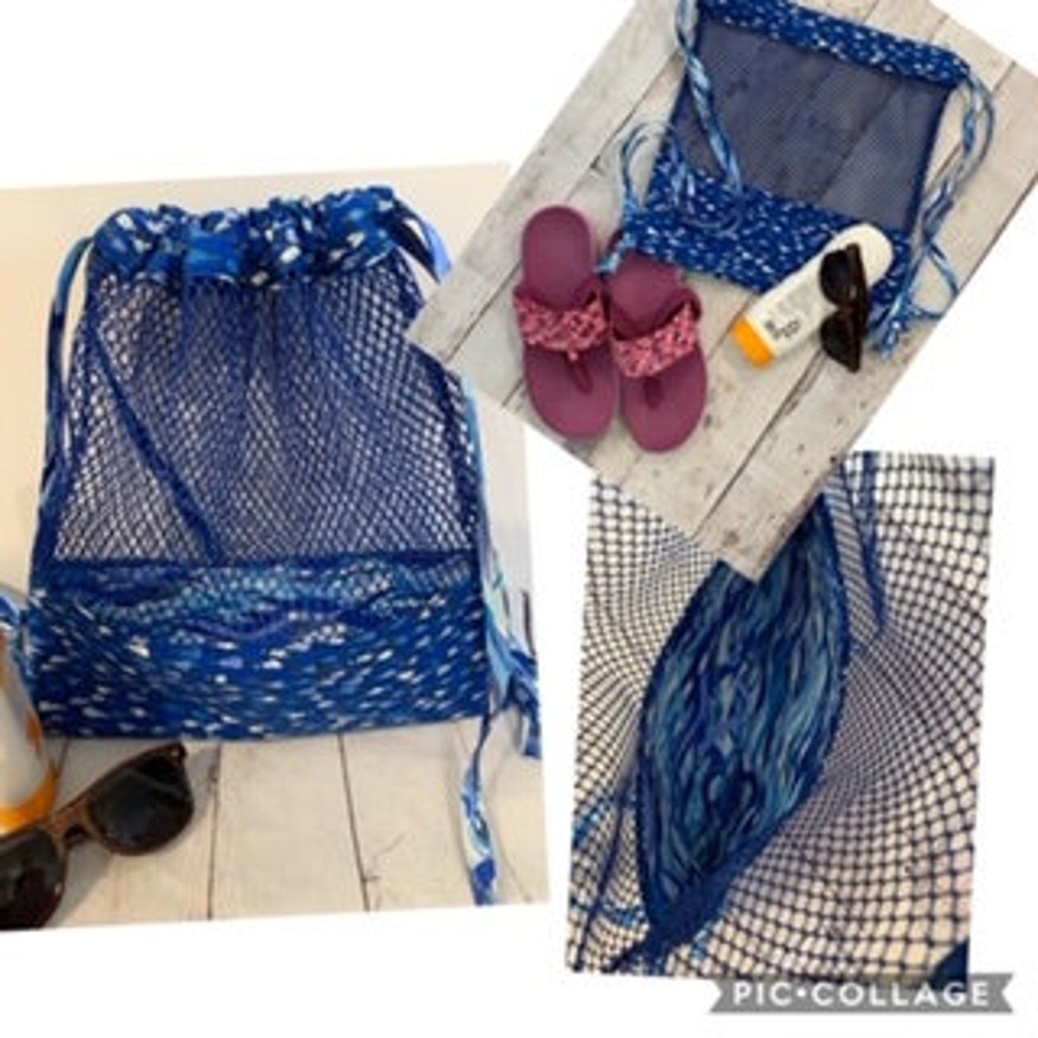 PDF Sewing Pattern Mesh Beach Bag Mesh Drawstring Bag Sewing Etsy