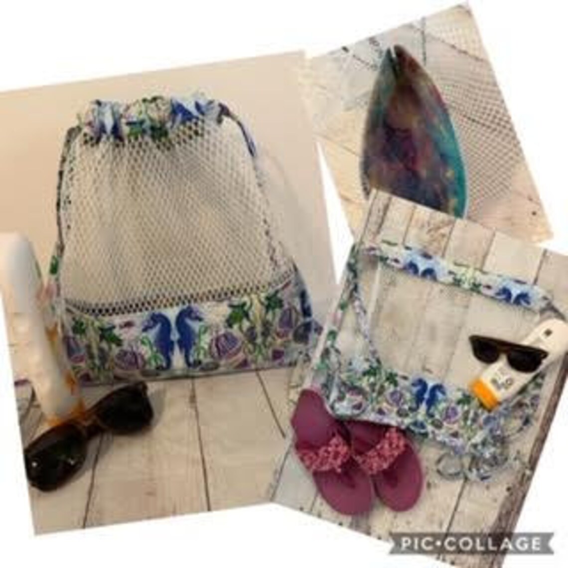 PDF Sewing Pattern Mesh Beach Bag Mesh Drawstring Bag Sewing Etsy