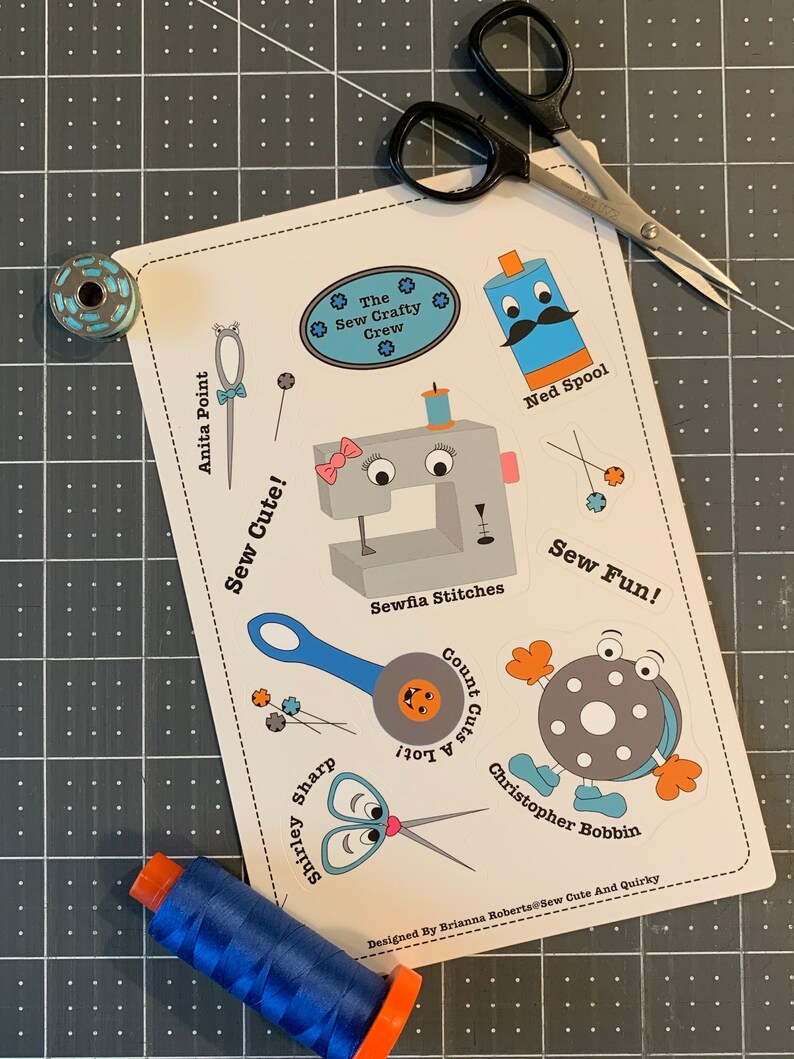 Scissors Thread Needle Rotary Cutter Spool Fun And Cute Sewing Stickers Sewing Machine Sew Fun Sewing Sticker Sheet Set Bobbin