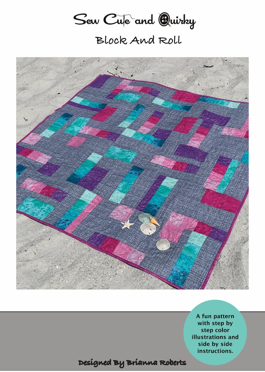 PDF Sewing Pattern, Block and Roll Beginner Quilt, Easy Quilt Digital