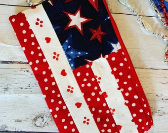 PDF Sewing Pattern Zippered Pouch, Stars and Stripes, American Flag Design, travel bag, toiletry bag, cosmetic bag, July 4th,