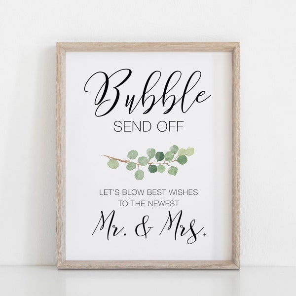 Bubble Send Off Sign for Weddings - Watercolor - PRINTABLE DOWNLOAD - Digital File only