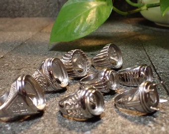 Edelstahl Stein Ring Rohlinge, Großhandel Lot Set von 8, Ring Rohlinge, Edelstahl Ring, Stein Ring Rohlinge