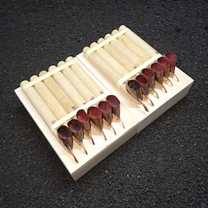 2 set di strumenti per batik in rame: applicatore di cera in ottone, scatola di compensato