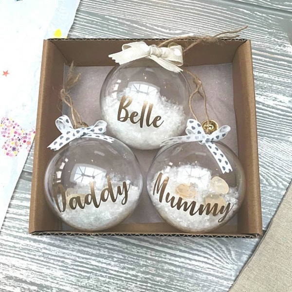 Christmas Bauble Stickers, Name Decals, DIY Labels, Glitter Decor, Personalised Decor, Home Organizing, Gift Stickers, Glass Decals