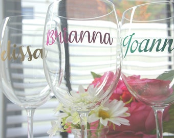 Glitter Name Stickers – Personalized Vinyl Decal, Glass Name Tags
