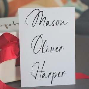 Letras de vinilo manuscritas, nombres caligráficos, calcomanías personalizadas, pegatinas con nombres, decoración de bodas, bricolaje
