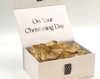 パーソナライズされた洗礼ギフトボックス：蓋付き洗礼記念品