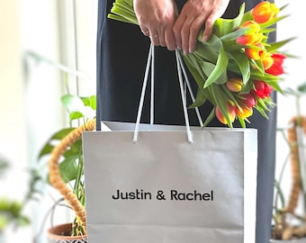 Personalized Wedding Gift Bag Decals, Waterproof Vinyl Name Stickers