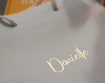 Personalized Handwritten Vinyl Decal, Gift Bag Tag, Wedding Favor