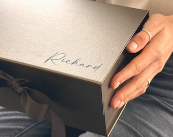 Custom Printed Gift Box: Bronze Magnetic Closure, Reusable Hamper