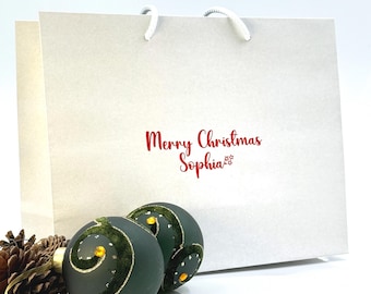 Merry Christmas Gift Stickers - Personalised Name Decals for Gift Bags