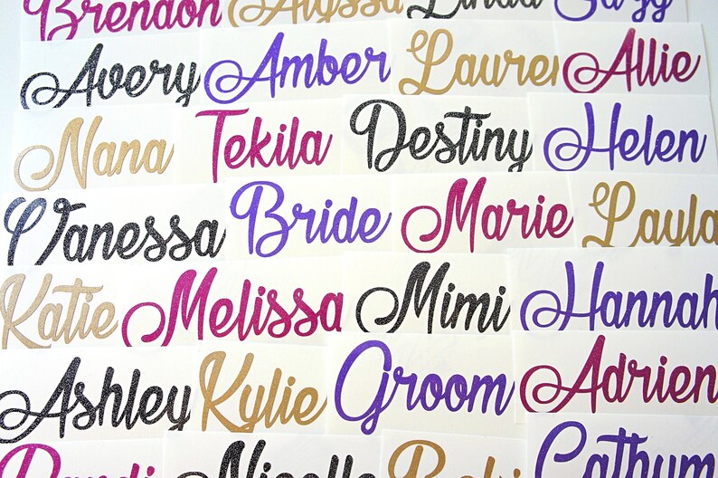 Custom Glitter Name Stickers β Personalized Wedding & Party Decor - Etsy