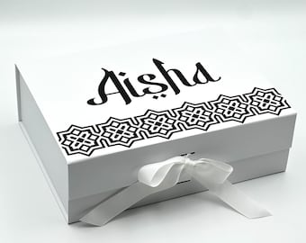 Personalised Eid Mubarak Gift Box with Arabic Pattern