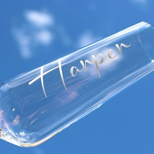 Personalised Wedding Champagne Glass Name Stickers: Waterproof Vinyl Decals