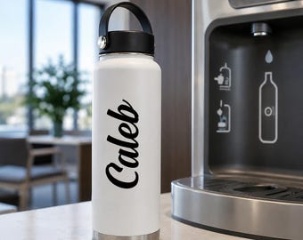 Pegatina personalizada para botella de agua - Vinilo adhesivo impermeable con nombre - Fácil de aplicar