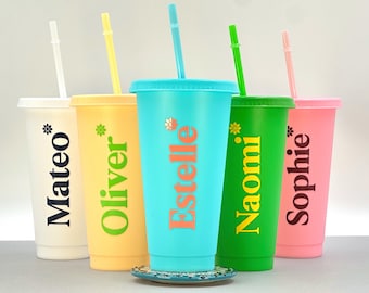 Personalised Plastic Party Cups: 24oz Tumbler with Lid & Straw