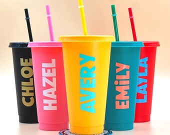 Cold Cup Personalised, Party Favors for Kids Birthday Party, Tumbler Cup with Straw, Party Drink, 24oz / 710ml