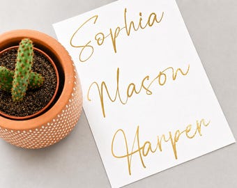 Pegatinas de vinilo con caligrafía a mano: Calcomanías personalizadas con nombres