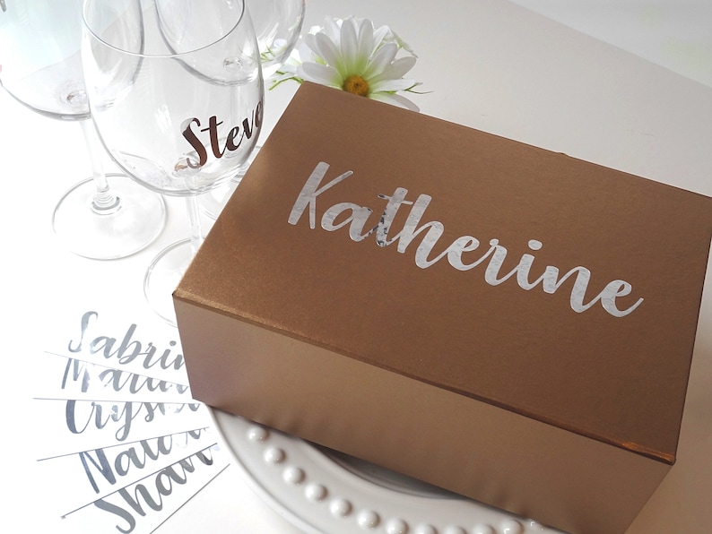 Custom Name Vinyl Decal, Name Stickers, Wedding Decor, Bridesmaid, Groom, Bride, Foil Names, Water Bottle Decal, Personalized Sticker image 6