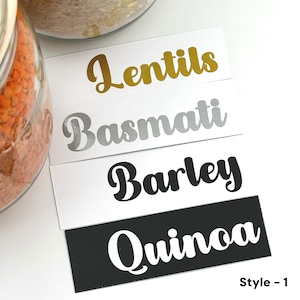Étiquettes de garde-manger personnalisées - Stickers pour bocaux en vinyle pour récipients de cuisine - 4 styles de police personnalisés