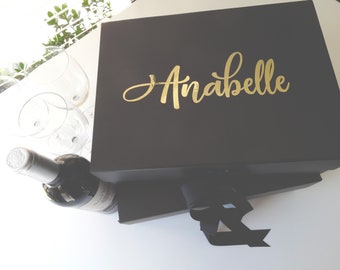Zwarte geschenkdoos met deksel en lint - luxe gepersonaliseerd cadeau