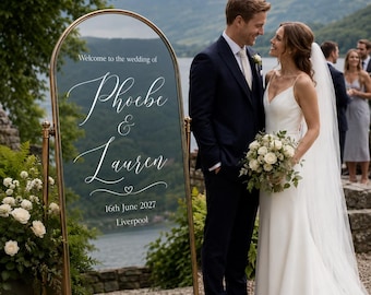 Wedding Welcome Sign - Reception Decor - Calligraphy Vinyl Decal for Mirror