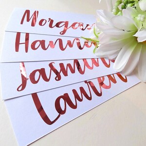 Custom Name Vinyl Decal, Name Stickers, Wedding Decor, Bridesmaid, Groom, Bride, Foil Names, Water Bottle Decal, Personalized Sticker Rose gold