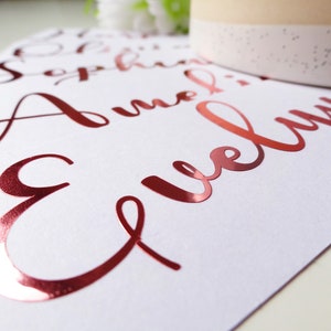 Geschenkbox-Aufkleber, Glasnamen-Aufkleber, Hochzeitsbevorzugung, Brautparty, Junggesellinnenabschied, Umschlag-Dichtung, Roségold-Aufkleber, Vinylnamen