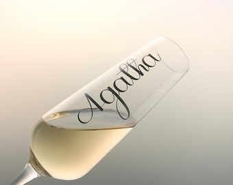 Personalised Name Sticker for Champagne Flute Glass – Custom Wedding Label