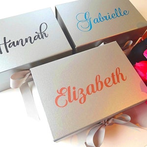 Gift Boxes With Lids, Personalized, Birthday Box, Christmas Gift Box, Bridesmaid Proposal, Wedding Favour, Keepsakes Box, Ribbon, Magnetic Silver