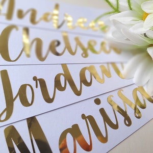 Custom Name Vinyl Decal, Name Stickers, Wedding Decor, Bridesmaid, Groom, Bride, Foil Names, Water Bottle Decal, Personalized Sticker Gold