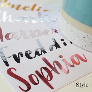 Adesivi in vinile con nome, decalcomanie in vetro, decorazioni per matrimoni, bomboniere per addio al nubilato, decalcomanie personalizzate, adesivi con parole, lettere maiuscole, scatole regalo personalizzate