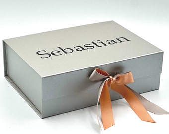 Caja de regalo grande personalizada con tapa: Cesta para regalo de cumpleaños, aniversario y Navidad.