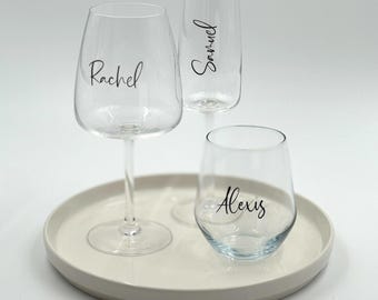 Vinyl Name Stickers for Glassware: Personalised Wedding Decals