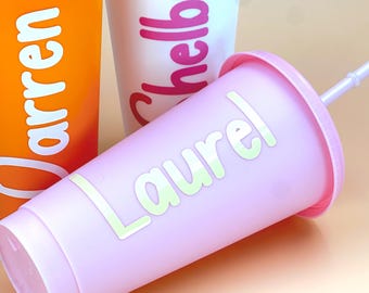 Personalised Kids Party Cups: Reusable, BPA-Free Large Tumbler with Lid & Straw