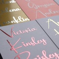 Custom Foil Name Stickers: Wedding Favor Decals