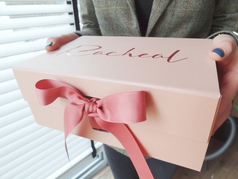 Luxury Gift Box, Present For Her, Gift Box With Name, Custom Gift, Bridesmaid Proposal, Wedding Favour, Decorative Box, Keepsake Rose gold