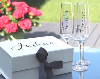 Custom Vinyl Sticker, Personalized Glass, Name Decal, Gift Box Stickers, Champagne Flute Stickers, Wedding Favour, Place Names