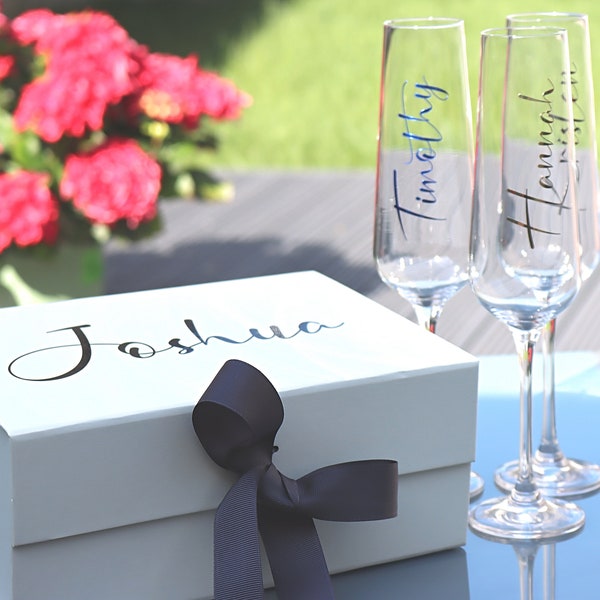Custom Vinyl Sticker, Personalized Glass, Name Decal, Gift Box Stickers, Champagne Flute Stickers, Wedding Favour, Place Names