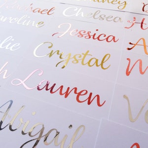 Vinyl naamstickers bruiloft voor bril of cadeauzakje | Gepersonaliseerde foliestickers | Idee voor elegante bruiloftbedankjes