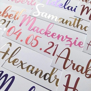 Vinilo adhesivo con nombre personalizado: texto manuscrito para vasos y regalos