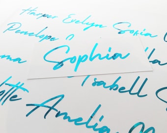 Modern Script Vinyl Sticker Decal - Personalised Foil Name Label - Gift Customization