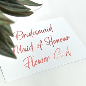 Décalcomanies en vinyle personnalisées pour cadeaux de mariage et étiquettes personnalisées, demoiselle d'honneur, demoiselle d'honneur, autocollants de demoiselle d'honneur, étiquettes nominatives