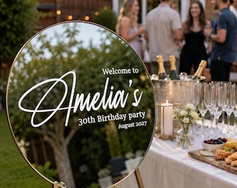 Vinilo adhesivo personalizado de bienvenida de cumpleaños: Letras de vinilo personalizadas para espejos y fondos.
