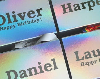 Custom Holographic Gift Box with Lid – Personalised Name & Ribbon
