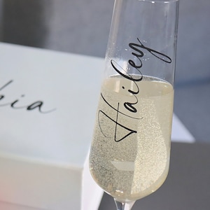 Pegatinas de nombre con caligrafía de cristal, copa de champán personalizada, letras manuscritas, letras personalizadas, pegatinas de novia, decoración de boda