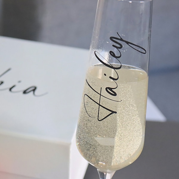 Glass Calligraphy Name Stickers, Personalised Champagne Flute, Handwritten Letters, Custom Lettering, Bride Stickers, Wedding Decor