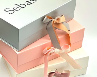 Personalised Gift Box with Lid - Magnetic Hamper Box for Birthday, Anniversary, Christmas & Wedding Gifts