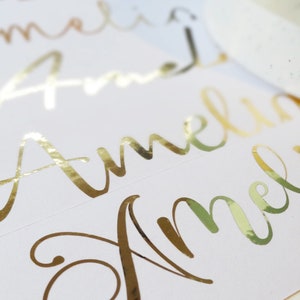 Pegatinas personalizadas doradas, pegatinas para caja de regalo, vinilo con nombre para vaso, calcomanía para botella de agua, manuscritas, para boda, dama de honor, despedida de soltera